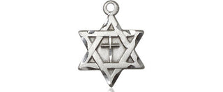 Sterling Silver Star of David with Cross Medal Religious and Catholic Jewelry