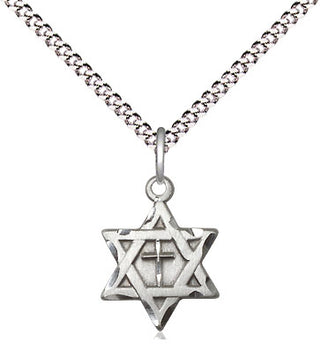 Sterling Silver Star of David with Cross Medal Religious and Catholic Jewelry