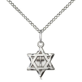 Sterling Silver Star of David with Cross Medal Religious and Catholic Jewelry