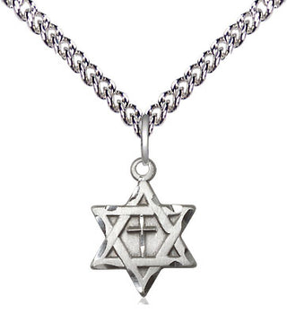 Sterling Silver Star of David with Cross Medal Religious and Catholic Jewelry