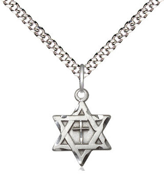 Sterling Silver Star of David with Cross Medal Religious and Catholic Jewelry