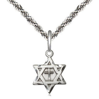Sterling Silver Star of David with Cross Medal Religious and Catholic Jewelry