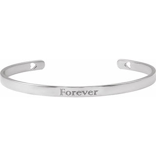 14K White Engravable Heart Pierced Cuff 7" Bracelet