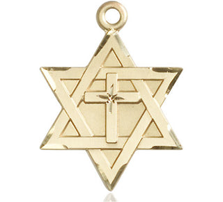 14kt Gold Star of David with Cross Medal