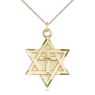 14kt Gold Star of David with Cross Medal