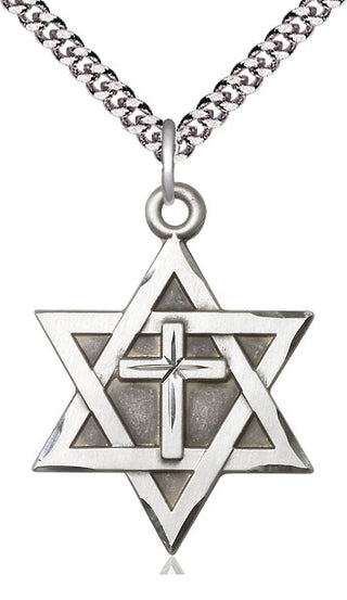 Sterling Silver Star of David with Cross Medal Catholic Jewelry