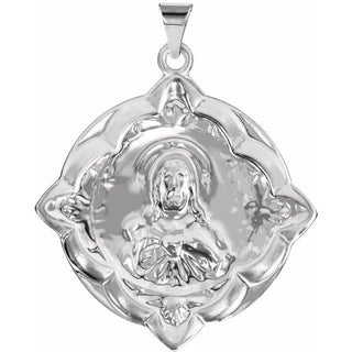 Sterling Silver 31x31 mm Sacred Heart Medal
