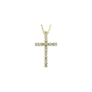 14K Yellow 1/6 CTW Natural Diamond Petite Cross 18" Necklace