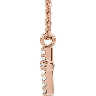 14K Rose .03 CTW Natural Diamond Cross 18" Necklace