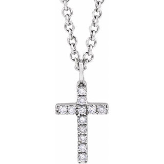 14K White .04 CTW Natural Diamond Cross 18" Necklace