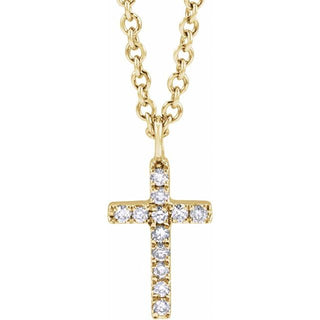14K Yellow .04 CTW Natural Diamond Cross 18" Necklace