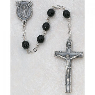 7MM Black Glass Rosary