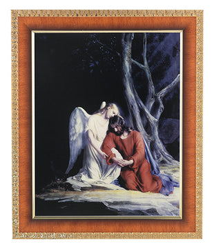 Christ With Angel In Cherry Frame 10.25X12.25" 8X10 Print