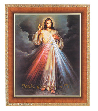 Divine Mercy (Spanish)In Cherry Frame 10.25X12.25" 8X10 Print