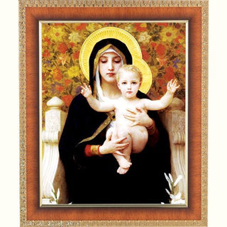 Bouguereau:Madonna Of The Roses Cherry Frame 10.25X12.25" 8X10Prt