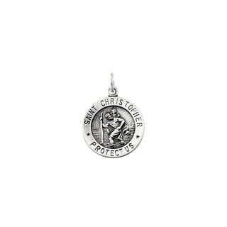 14K White 15 mm St. Christopher Medal