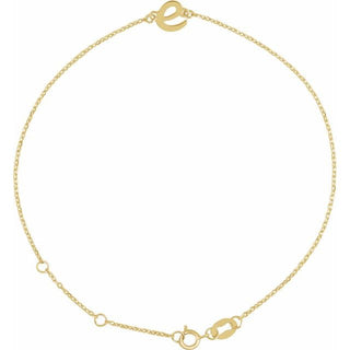 14K Yellow Initial E 6 1/2-7 1/2" Bracelet
