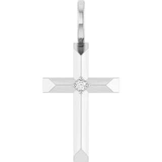 Platinum .0075 CT Natural Diamond Cross Pendant