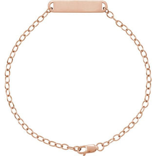 14K Rose Engravable Bar 7" Bracelet