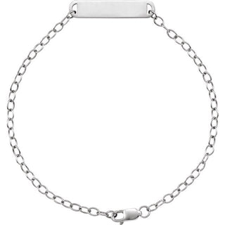 14K White Engravable Bar 7" Bracelet