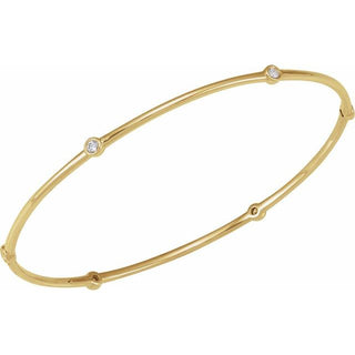 14K Yellow 1/4 CTW Lab-Grown Diamond Bezel-Set Bangle 8" Bracelet