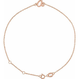 14K Rose Initial A 6 1/2-7 1/2" Bracelet