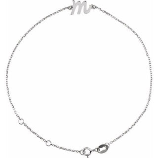 14K White Initial M 6 1/2-7 1/2" Bracelet