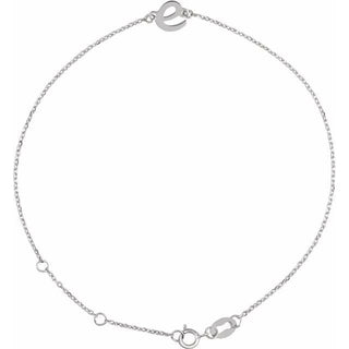 14K White Initial E 6 1/2-7 1/2" Bracelet