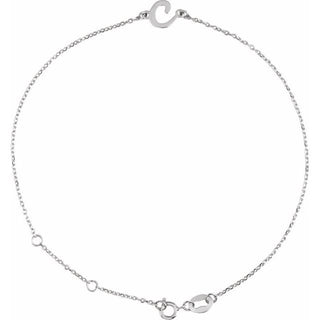 14K White Initial C 6 1/2-7 1/2" Bracelet