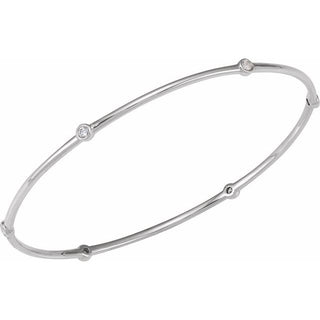 Sterling Silver 1/4 CTW Natural Diamond Bezel-Set Bangle 8" Bracelet