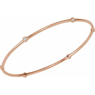 14K Rose 1/4 CTW Natural Diamond Bezel-Set Bangle 8" Bracelet