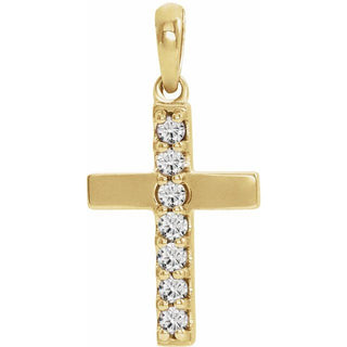 14K Yellow Lab-Grown Diamond Cross Pendant