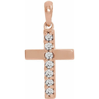 14K Rose Lab-Grown Diamond Cross Pendant