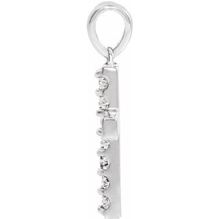 14K White Lab-Grown Diamond Cross Pendant