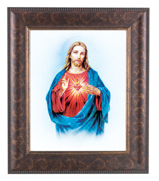 Sacred Heart In Art Deco Frame 10.25X12.25" 8X10 Print