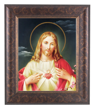 Sacred Heart In Art Deco Frame 10.25X12.25" 8X10 Print