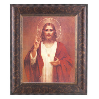 Sacred Heart In Art Deco Frame 10.25X12.25" 8X10 Print