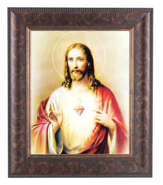 Sacred Heart In Art Deco Frame 10.25X12.25" 8X10 Print