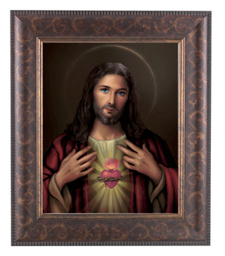 Sacred Heart In Art Deco Frame 10.25X12.25" 8X10 Print