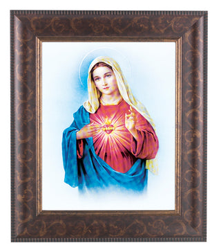 Immaculate Heart Of Mary 8X10 W /Art Deco Frame 10.25X12.25