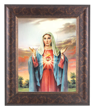 Immaculate Heart Of Mary In Art Deco Frame 10.25X12.25 8X10