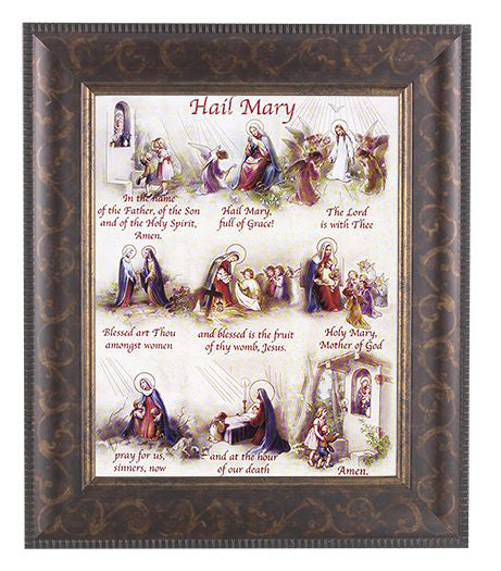 Hail Mary In Art Deco Frame 10.25X12.25" 8X10 Print – CatholicShop.com
