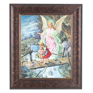 Guardian Angel In Arat Deco Frame 10.25X12.25" 8X10 Print