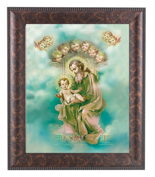 St. Joseph And Child Enthron Art Deco Frame 10.25X12.25" 8X10 Print