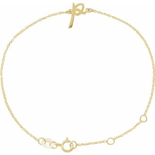 14K Yellow Initial P 6 1/2-7 1/2" Bracelet