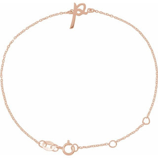 14K Rose Initial P 6 1/2-7 1/2" Bracelet