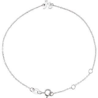 14K White Initial R 6 1/2-7 1/2" Bracelet