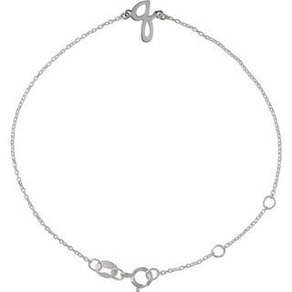 14K White Initial Q 6 1/2-7 1/2" Bracelet