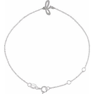 14K White Initial F 6 1/2-7 1/2" Bracelet