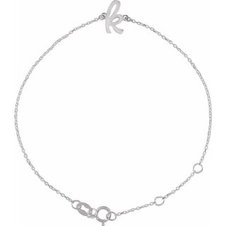 14K White Initial K 6 1/2-7 1/2" Bracelet